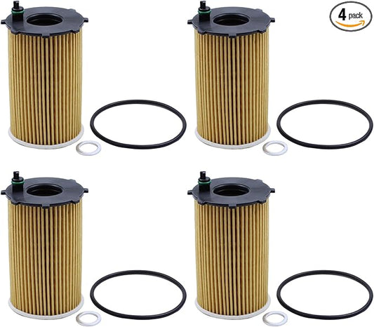 4Pcs Engine Oil Filter Kit for Kia Sedona 11-18, Sorento 11-18, Cadenza 15-16, Hyundai Santa Fe 10-17, Azera 12-14, Santa Fe XL 13-14