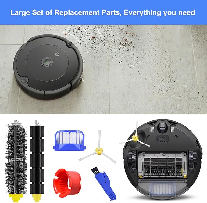 For Roomba 600 Series Replacement Parts 32Pcs, Combo Kit with Side Brush and Filters,Brushroll for Pet Hair Carpets Hard Floors, Compatible with iRobot 600 610 620 630 650 675 680 690 692 694 500 595