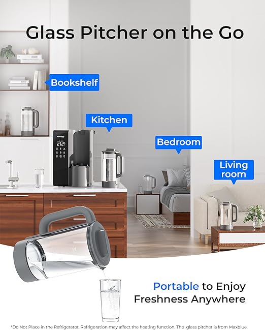 Waterdrop M1 Reverse Osmosis Water Filter Countertop, Hot Water Countertop Reverse Osmosis System, 7 Temperature Options, 6 Stage Purification, 3:1 Pure to Drain, No Installation, Gray
