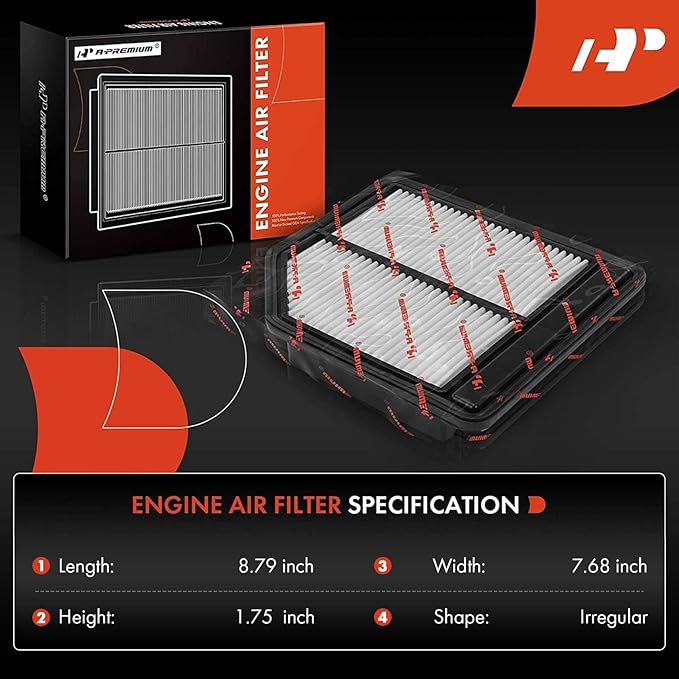A-Premium Engine Air Filter Compatible with Honda Civic 2006 2007 2008 2009 2010 2011, L4 1.8L, Rigid Panel, Replace# 17220RNAA00