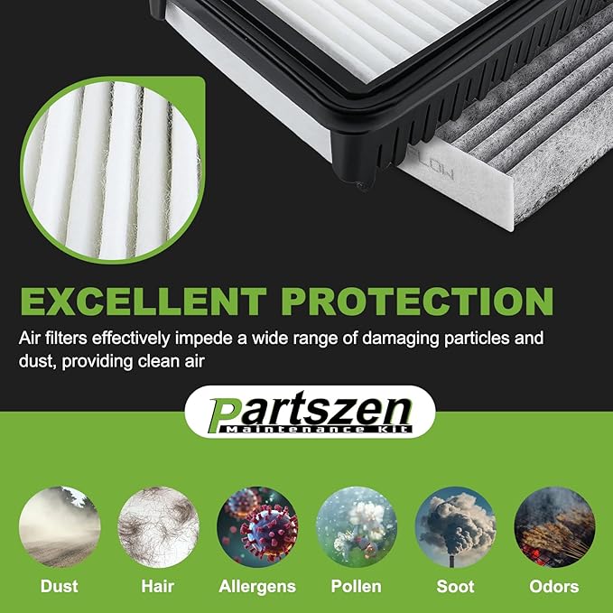 CF12002 Activated Carbon Cabin & Engine Air Filter Fit for Kia Soul L4 1.6L 2.0L 2014-2018 Replace CA11206 28113-1R100