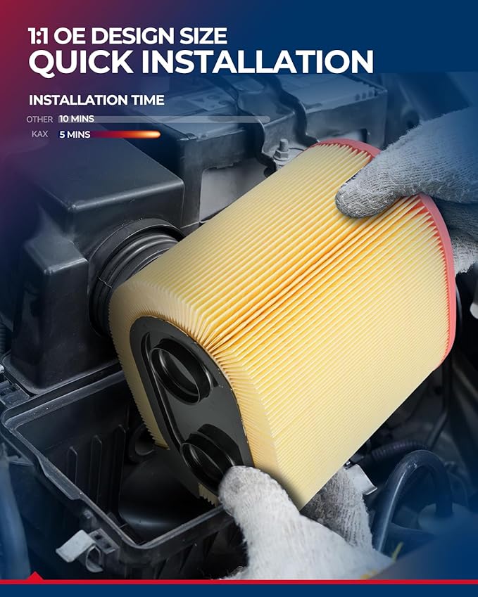 KAX Engine Air Filter, CA12183 Replacement for Ford F-250 Super Duty, F-350 Super Duty, F-550 Super Duty, F-450 Super Duty, 2017-2019, Advanced Air Filter Media, Increased Acceleration