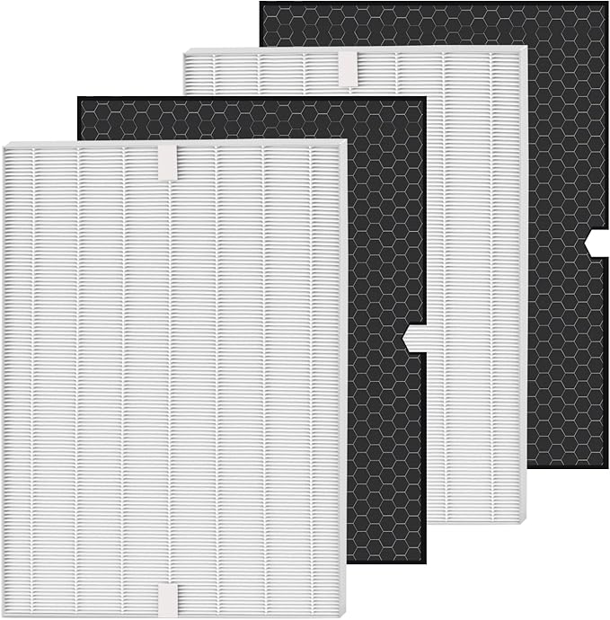 2 Set 116130 Replacement Filter H True HEPA Compatible with Winix 5500-2 and AM80 Air Purifier, (2 Pack HEPA Filter+2 Pack Activated Carbon Filter)