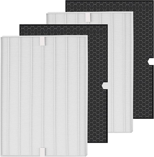 2 Set 116130 Replacement Filter H True HEPA Compatible with Winix 5500-2 and AM80 Air Purifier, (2 Pack HEPA Filter+2 Pack Activated Carbon Filter)
