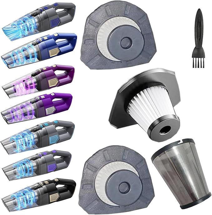 3Pack Hepa Filters +1Pack Steel Filter Replacement Compatible with Gxzsk LT-143 Handheld Car Vacuum, also Works with DBHAL LT-143ET and ZJZJ 143 Handheld Vacuum Cordless. Washable Filters.