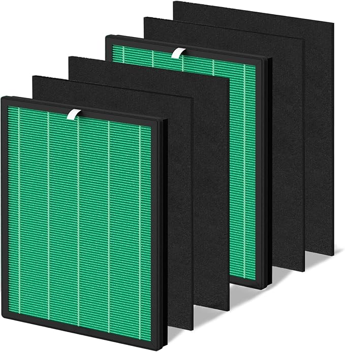 2 Sets 150 Filter Replacement for Coway Airmega 150 160 150(W) 160(K) Air Purifier, 2 Green True HEPA and 4 Active Carbon Filter, AP-1019C-FP Filter