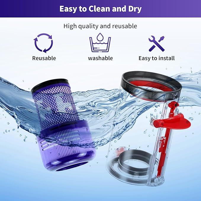Upgraded Dust Bin Replacement Compatible With for Dyson V11 V15 ONLY Fit SV14 SV15 SV22,1 Canister Bin for Part no.970050-01 and Part no.965443-01 with 1 HEPA Filter NOT for V10 V8 V7