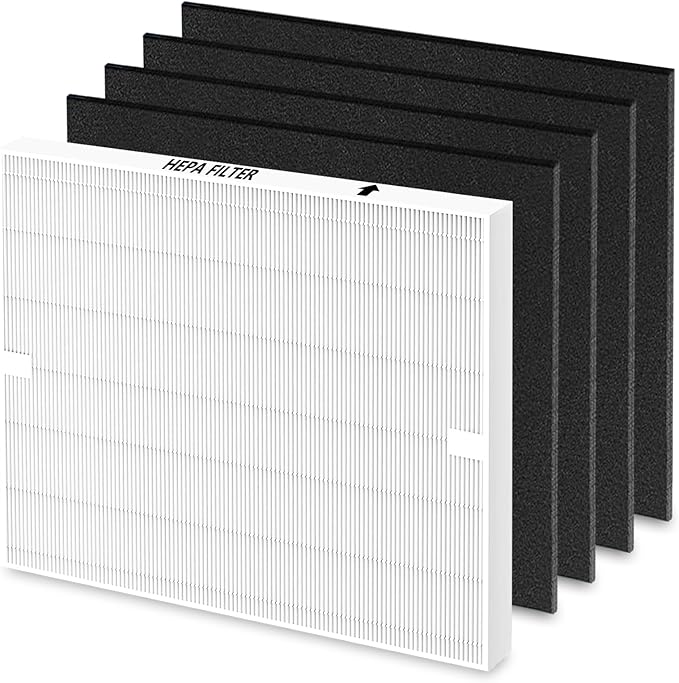 AP-1512HH Replacement Filter for Coway Airmega AP-1512HH and 200M Series Air Purifiers, Funmit 1 Pack High Efficiency Filter and 4 Pack Activated Carbon Pre-Filters, Compared to Part # 3304899