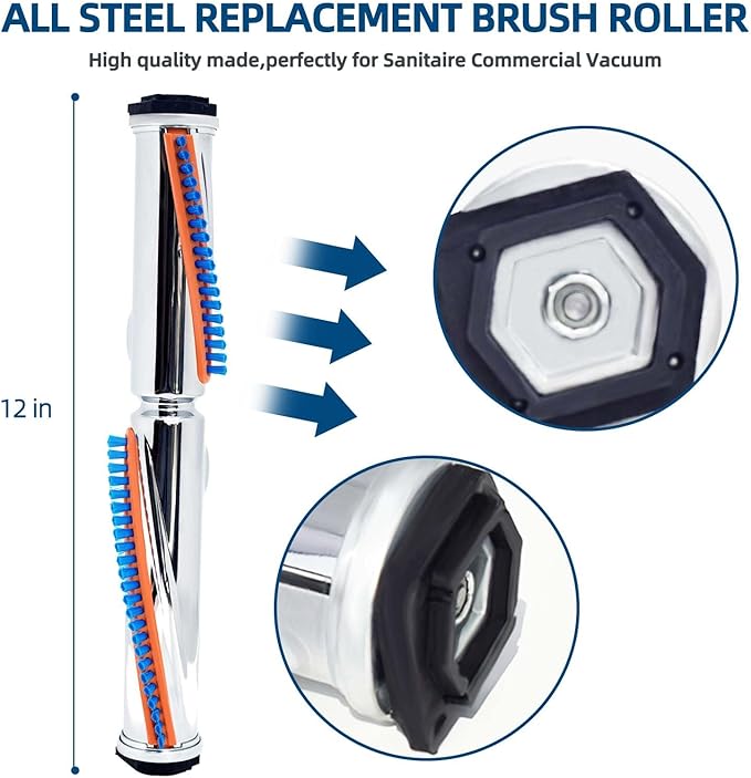 53270A Metal Brush Roller Replacement: for Eureka Sanitaire Vibragroom II Series Commercial Upright Vacuum Cleaner Replace Part - 1-PACK of 12" Brushroll