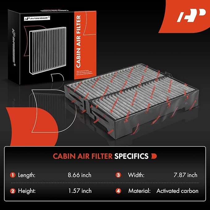 A-Premium Cabin Air Filter with Activated Carbon Compatible with Subaru Forester 2003 2004 2005 2006 2007 2008, 2.5L, AWD, Replace# G3010SA100, 72880SA000