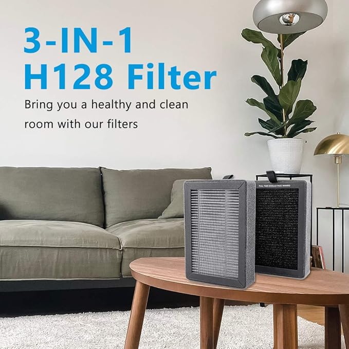 LV-H128 Replacement Filter Compatible with LEVOIT LV-H128/PUURVSAS (HM669A) / ROVACS (RV60) Air Purifier, LV-H128 H13 True HEPA Replacement Filter 2 Pack, by KEEPOW