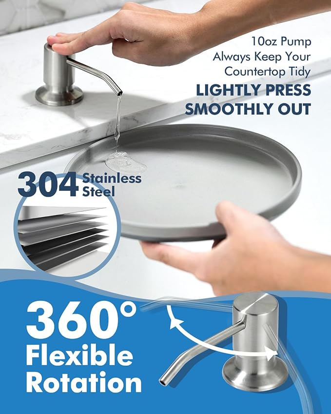 VFAUOSI RV Bath Faucets, Shower Faucet with Soap Dispenser for RV Sink, 3-Mode Kitchen Sink Faucet with Pull Down Sprayer Stainless Steel Single Handle Brushed Nickel