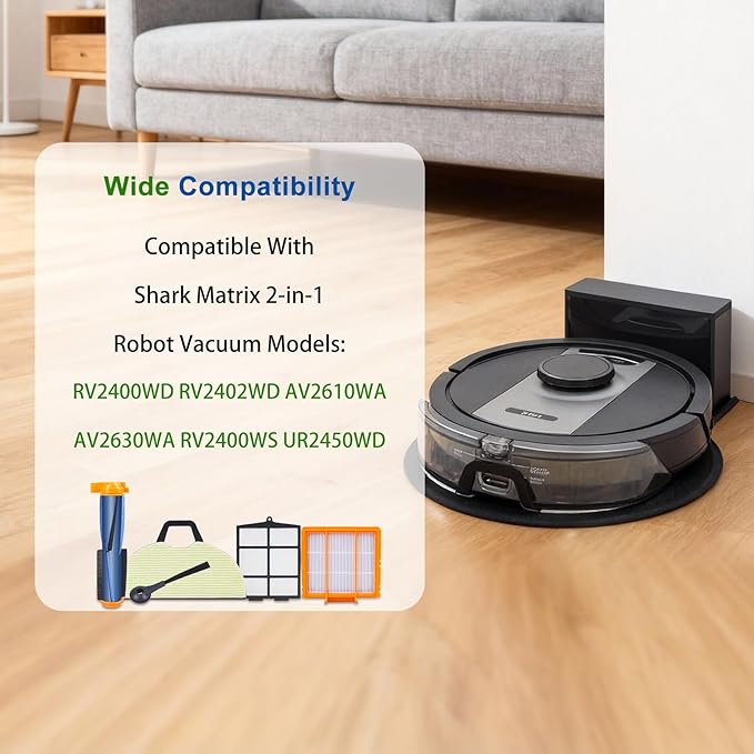 Replacement Parts for Shark RV2400WD RV2402WD AV2610WA AV2630WA RV2400WS UR2450WD Matrix 2-in-1 Robot Vacuum (15 Pack)