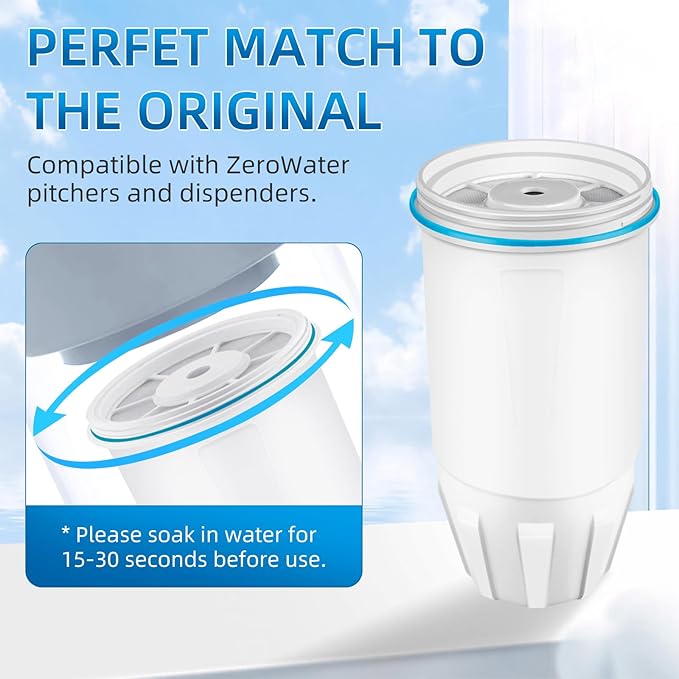 Water Filter Replacement for ZERO Filters Pitchers and Dispensers, 4 Pack Water Filters Replacement ZR-001 ZR-017 ZR-004 ZP010, 5-Multi-Stage Filter System Reduce Lead, Chromium,TDS by APPLIANCEMENTS