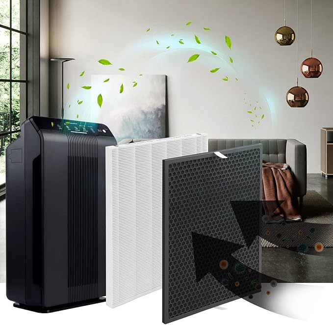 116130 Replacement Filter H Compatible with Winix 5500-2 Purifier and Models AM80, 4-Set Include 4×Filters + 4×Activated Carbon Filters