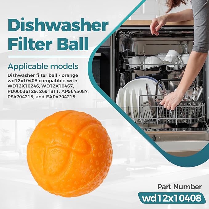 WD12X10408 Dishwasher Filter Ball Compatible with GE, Hotpoint & Crosley Dishwashers, Replaces WD12X10246 WD12X10467 AP5645087 PS4704215