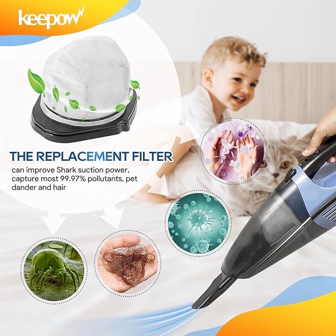 KEEPOW Cordless Vacuum Filter Replacement Compatible with Shark Cordless Handheld Vacuum SV780 SV75Z SV728N SV726N, Replacement Part# XF769, XSB726N (6 Pack)