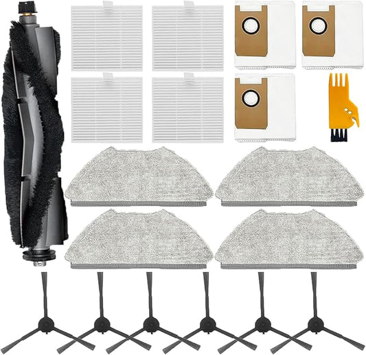 19 Pcs Accessories for AIRROBO T20+ Robot Vacuum Cleaner, 1 Main Brush, 3 Dust Bags, 4 HEPA Filters, 4 Mop Pads, 6 Side Brushes, T20+ Replacement Kit