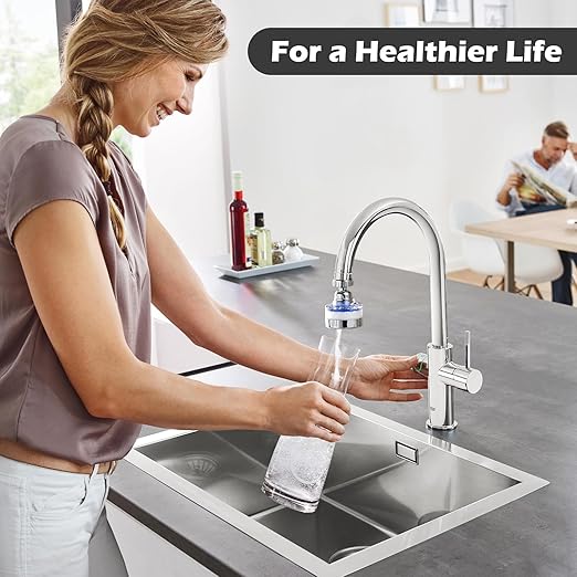 23 Pcs Sink Water Filter Faucet Set, Universal 360 ° Rotating Kitchen Faucet Water Purifier, Bathroom Faucet Filter Removes Chlorine Fluoride Hard Water for Home Kitchen w/20 Cartridge