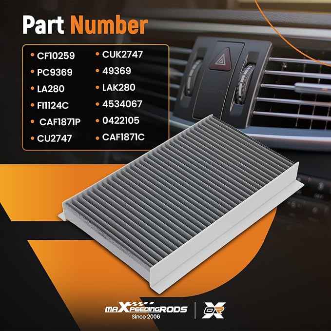 maXpeedingrods CF10259 Cabin Air Filter for Land Rover LR3 2005-2009, LR4 2010-2016, Range Rover Sport 2006-2013, Replacement for JKR500020 PC9369