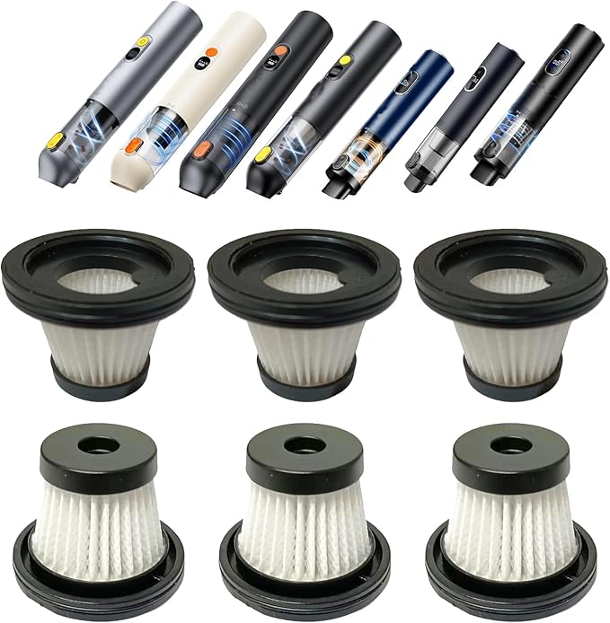 6 pack Hepa Filter Replacement Compatible with Upbooz VC012, AUXITO VC030, OXILAM VC030,VINBYEE, DEDC Car Vacuum, Washable Hepa Filters Works with Upbooz Handheld Vacuum.