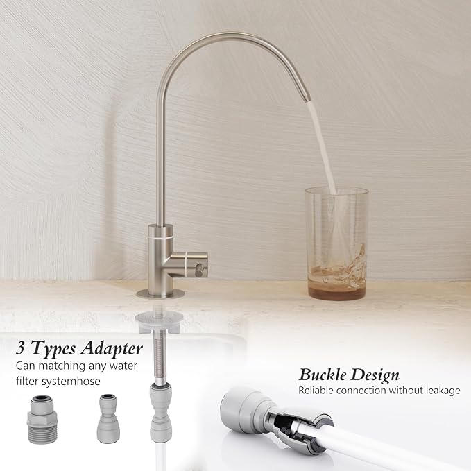 GIMILI Drinking Water Faucet for Kitchen Sink, Kitchen Water Filter Faucet Stainless Steel for Reverse Osmosis or Water Filtration System Beverage Non-Air Gap RO Faucet Brushed Nickel Finish