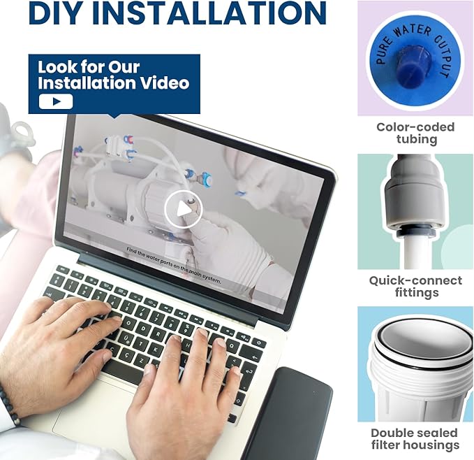 COMFEE’ CMP10 5-Stage Reverse Osmosis System, NSF Certified Water Filter for Under Sink, Easy DIY Installation, Ultra Safe Drinking Water Filtration System, Leak-Free RO System, 75 GPD