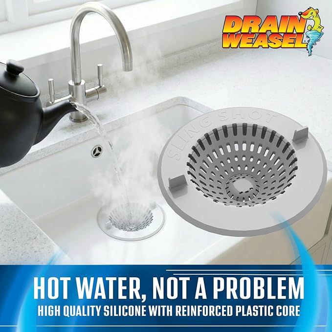 Slingshot Kitchen Sink Drain Strainer Cover Basket, Food Catcher and Stopper, Screen Filter, Dishwasher Safe, Silicone and Plastic, 1 Pack