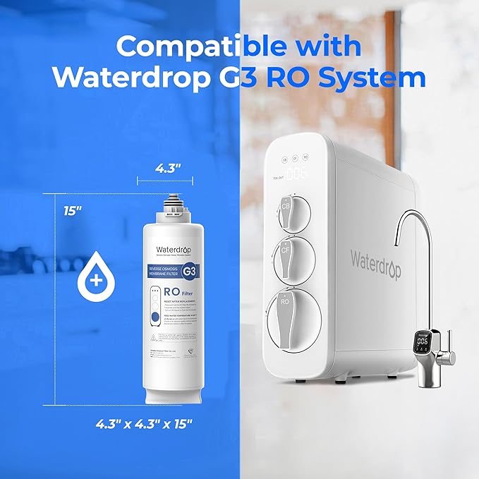Waterdrop G3-N2RO Filter, Replacement for Waterdrop G3-W 400 GPD Reverse Osmosis System, Reduce PFAS, 2-year Lifetime