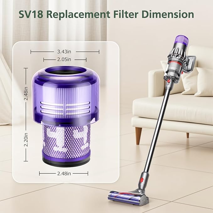 SV18 V9 Filter Replacement Compatible with Dyson Digital Slim Cordless Vacuum and SV18 Digital Slim, Part No. 970612-01 for Dyson Digital Slim Filter, 3 Pack