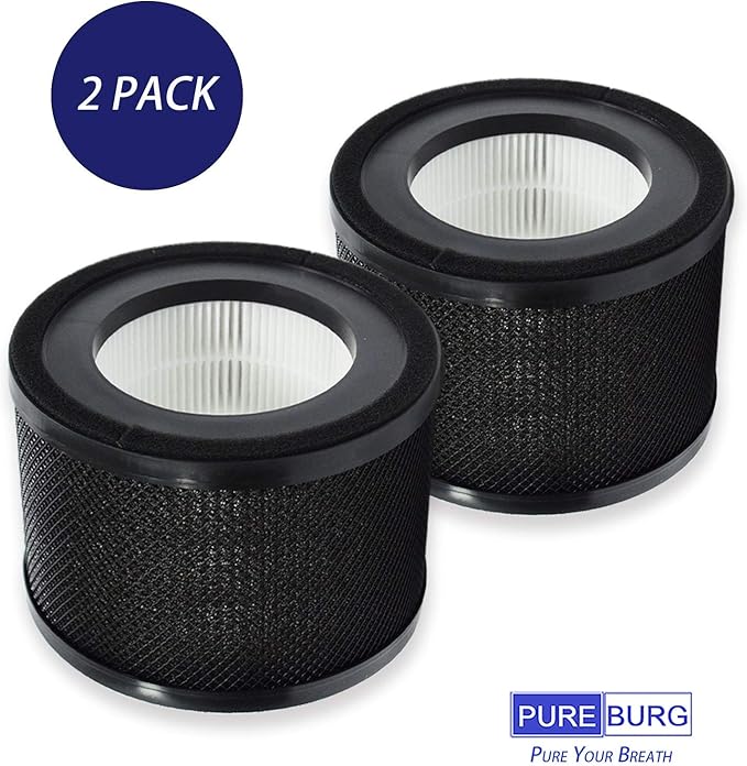 PUREBURG Replacement Filter Compatible with TaoTronics TT-AP001,Gukify AP001 & VAVA VA-EE014 Air Purifiers,2-Pack H13 HEPA 4-Stage Filtration Activated Carbon