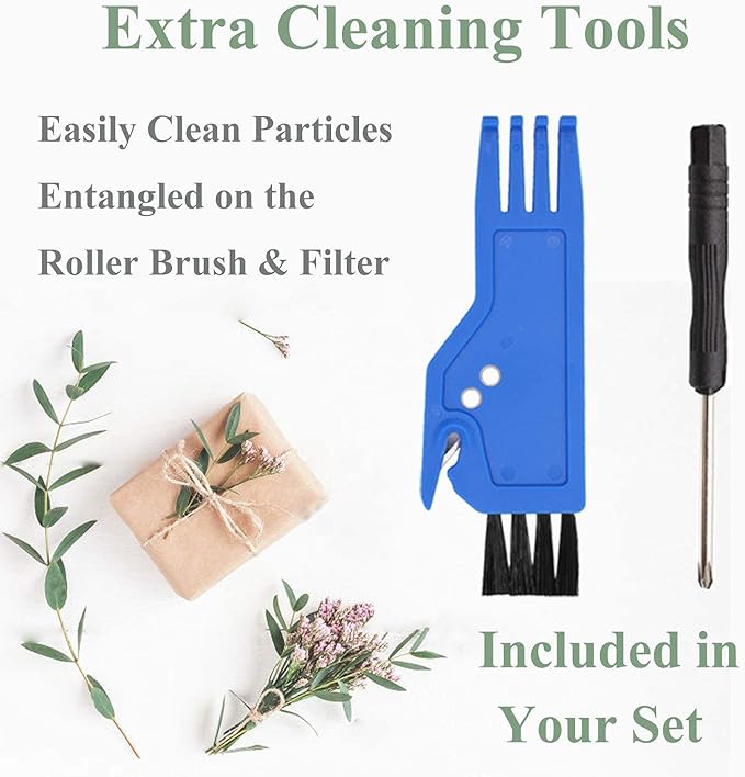 Replacement Parts Accessories Kit for Eufy RoboVac 11S, 15C, 30, 30C, 12, 35C Vacuum Filters, 10 Side Brushes, 10 Filter, 2 Main Brush, 1 Pre Filter, 1 Roller Brush Guard