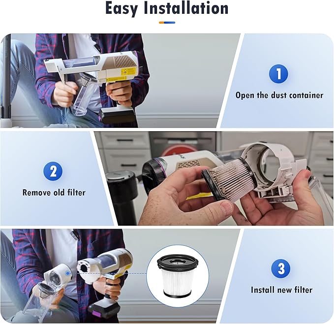 4 Packs HEPA Filters Replacement Part for Shark IW3511, IW1111, IW1120 Detect Pro Lightweight Cordless Stick Vacuum Cleaner and Shark BU3523 Clean Empty (4 Pcs HEPA Filters)