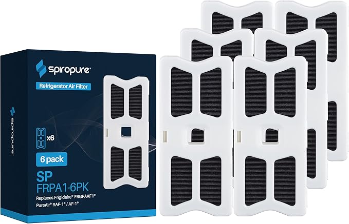 SpiroPure SP-FRPA1 Refrigerator Pure Air Filter Compatible Replacement for Frigidaire FRGPAAF1 PureAir AF-1 RAF-1 Air Filter (6 Pack)