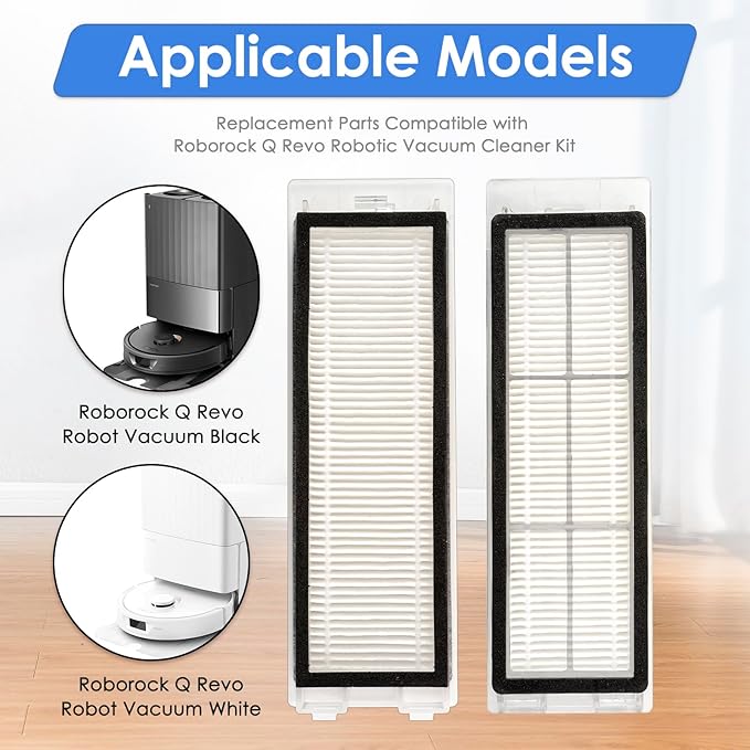 (5 Pack) Q Revo Replacement HEPA Filter Compatible With Roborock Q Revo Robot Vacuum, Filters Accessories Kit, 5 Filters