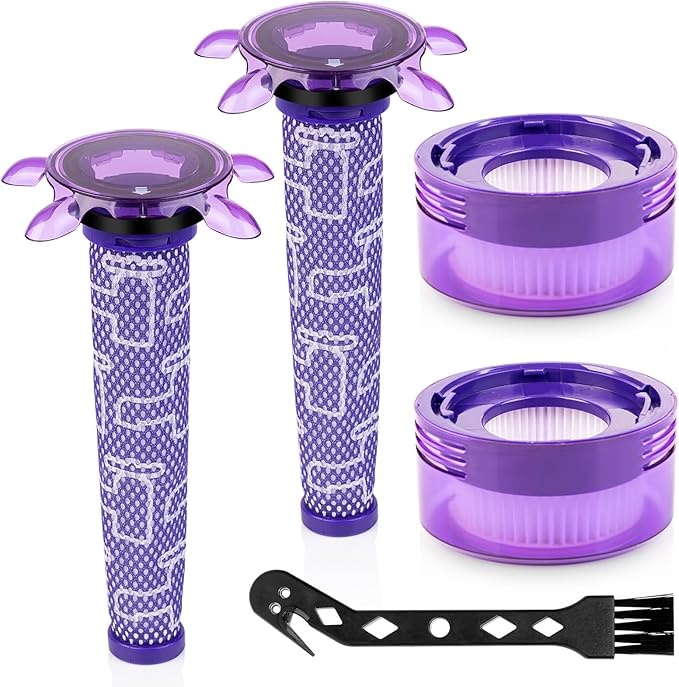 HOUSEMAX Upgraded V8 Filter Replacement Kit Compatible with Dyson V8 SV25 / V8 Animal Extra / V7 SV37 Cordless Vacuum Replaces Parts #965661-05 & #967478-05