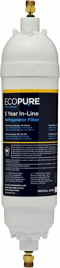 Watts Inline Water Filter + EcoPure Universal In-Line Refrigerator Filter