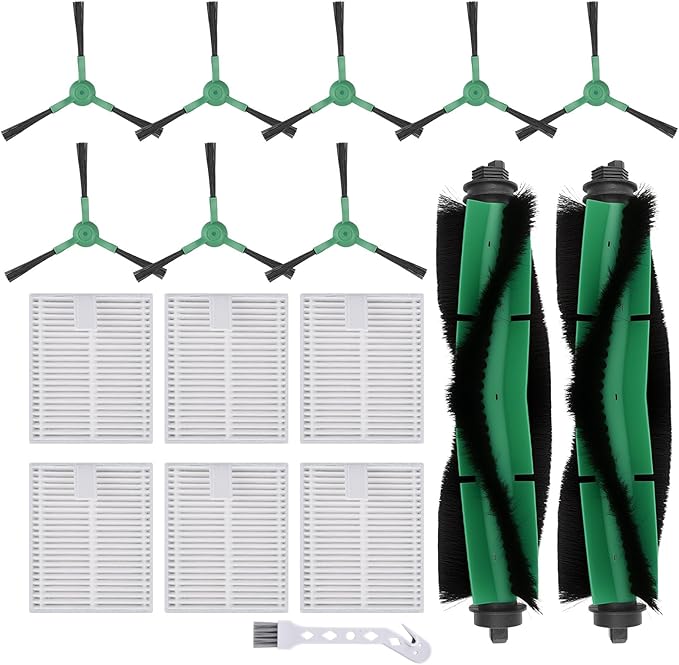 Y0140 Replacement Parts Accessories Compatible with iRobot Roomba 104/105 Combo, Y0110, Y0112, Roomba Essential Vac 2 Q0520, Q0120, 2 Roller Brush, 6 Hepa Filters, 8 Side Brush, 1 Cleaning Brushes