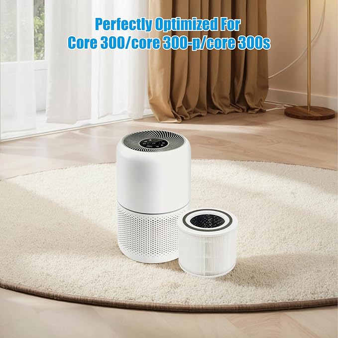 Air Purifier Replacement Filters,Compatiable with Levoit Core 300/300s Air Purifier,Air Purifier Filters,3-in-1 H13 True HEPA Filter,Activated Carbon for Reduce of Smoke,Odor,Pollen 2 Pack