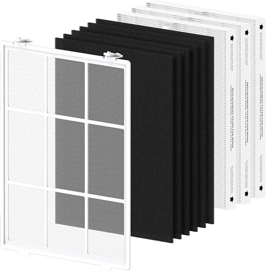 SAKEGDY C545 Replacement Filter S fit for Winix C545 Air Cleaner Purifier, Part # 1712-0096-00 and 2522-0058-00, 1×Washable Fine Mesh Pre-Filter, 3×Premium Filters and 6×Activated Carbon Pre-Filters