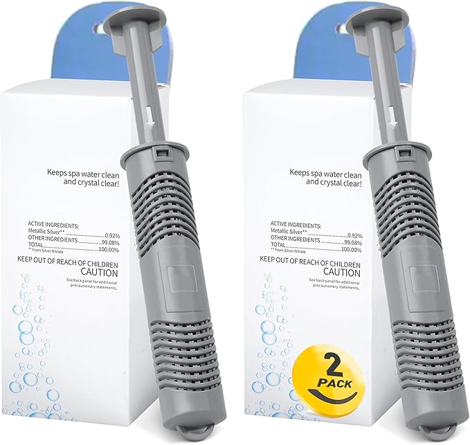 Spa Ag+ Mineral Sticks for Hot Tub, Silver Ion Mineral Cartridge Last for 4 Months Treats (2, Grey)