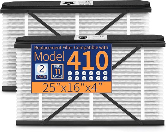 410 Replacement Filter Compatible with AprilAire Air Purifier Models 1410 1610 2410 2416 3410 4400, Merv 11 Whole House Furnace Filters 16×25×4, 2-Pack