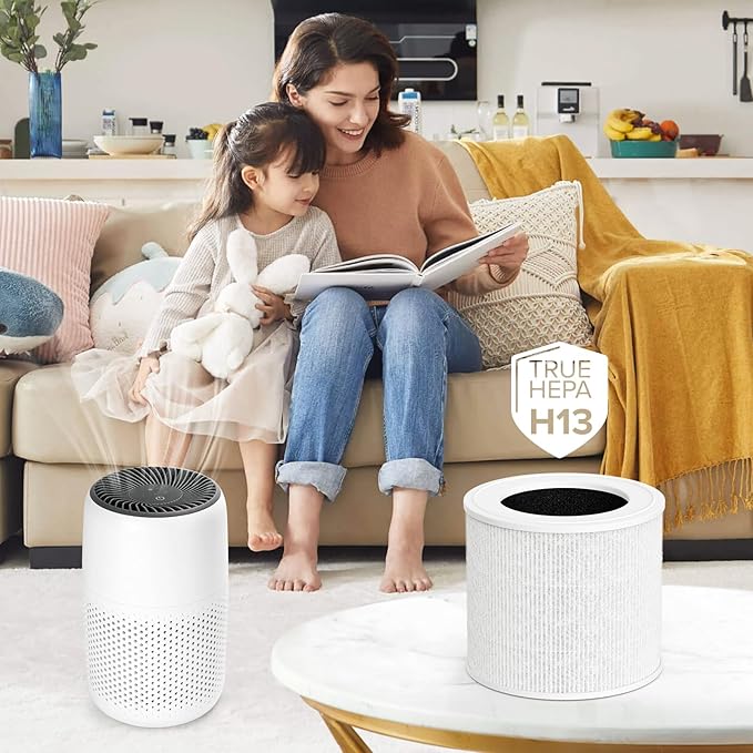 Core Mini Replacement Filter, 3-in-1 HEPA Filter Combined with Pre-filter and Carbon Filter, 2-Pack with Extra 6-Pieces Essential Oil Pad for Levoit Air Purifier Core Mini-RF