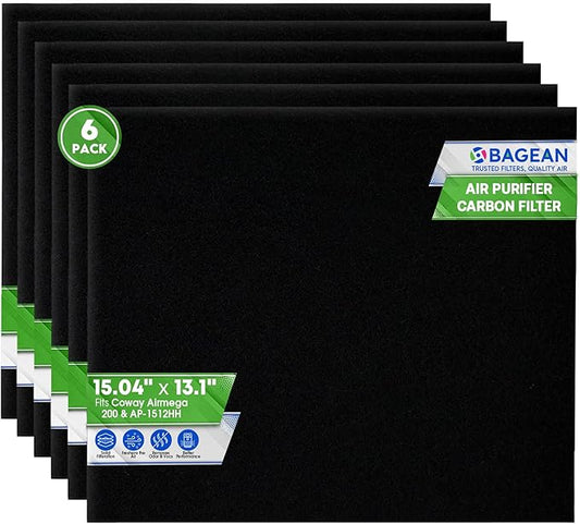 Bagean Airmega AP-1512HH Carbon Pre Filter - Compatible with Coway Air Purifier AP 1512HH and 200M - Fits Coway Filter Replacement - Activated Carbon Filters Absorb Odor & Freshen the Air (6-Pack)