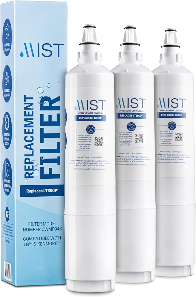 Mist 5231JA2006A Refrigerator Water Filter Replacement for LG LT600P, 5231JA2006B, Kenmore 9990, Fridge LFX25960ST – NSF 42 Certified – 3 Pack
