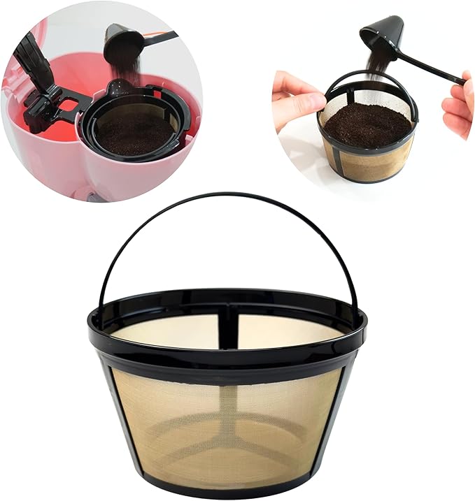 8-12 Cup Reusable Coffee Filter - BPA Free, Eco-Friendly, Compatible with Mr. Coffee, Black+Decker & Most Standard 8-12 Cup Drip Coffee Makers (1-Pack)