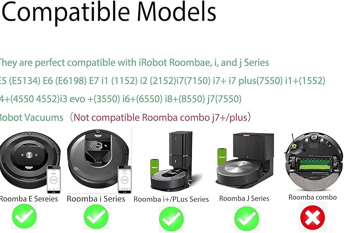 Parts Accessories for iRobot Roomba evo i1 i2/+i3 i3+ i4 i5 i6 i6+ i7 i7+ i8 i8+/Plus E5 E6 E7 J5 J6 J7 I,E &J Series :Roller Brush,Side Brushes,HEPA Filter Caster Wheel wheel