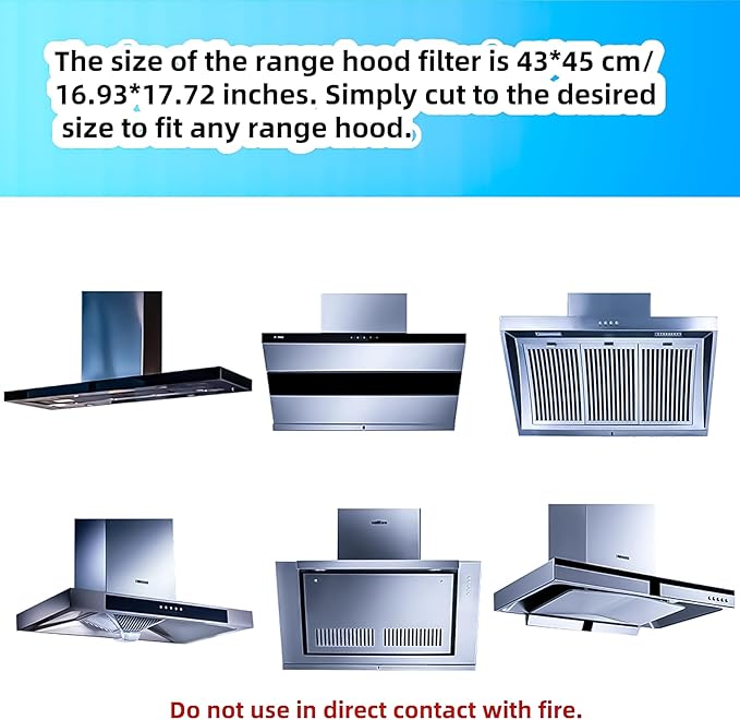 12pcs Range Hood Oil Absorbing Paper, Range Hood Filter Paper Non-woven Extractor Fan Filters Kitchen Grease and Odor Filtering Grease Filters High Temperature Oil Filter 16.93 * 17.72 inch