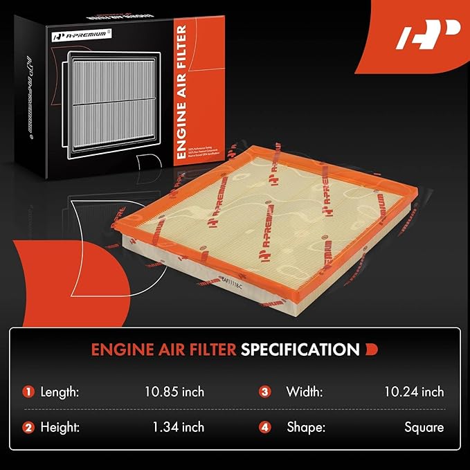 A-Premium Engine Air Filter Compatible with BMW F10 G30 530i, 530i xDrive, 535i, 535i GT, 535i xDrive, 640i, 640i xDrive, 740i, 740Li, X3, X4, X5, X6, 2008-2019, Flexible Panel