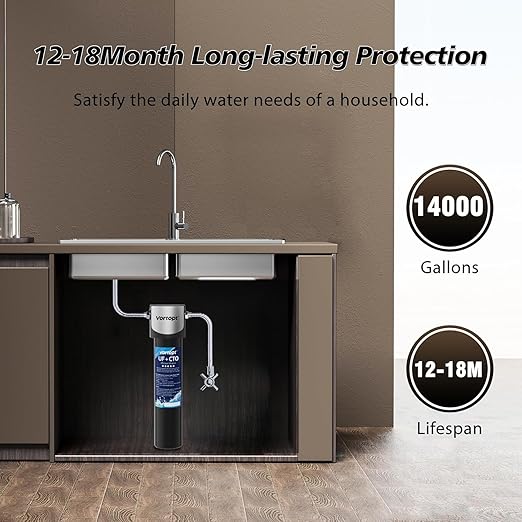 Vortopt Q5-UF-M Under Sink Water Filter System,Reduces Chlorine,Lead,Bad Taste & Odor,Under Counter Water Filter Direct Connect to Kitchen Faucets,NSF/ANSI 372/42 Certified,1.5 Year.